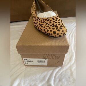 New in Box Steve Madden Byra Leopard Cheetah Square Toe Ballet Flats 7.5